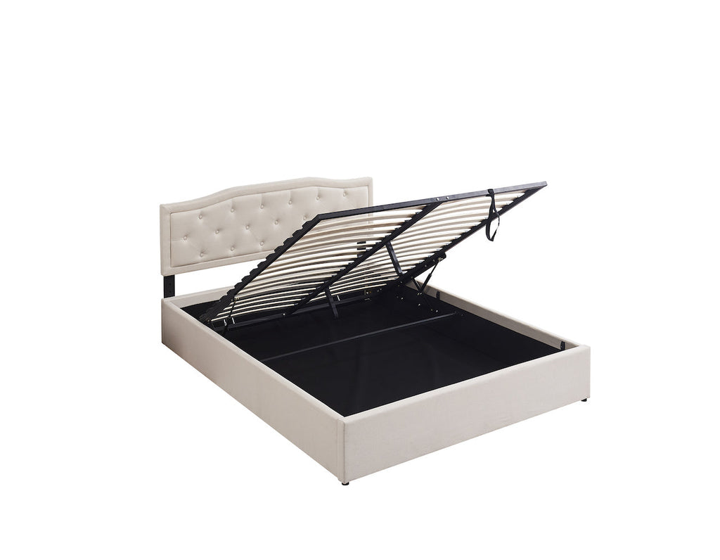 Boston beige storage bed base and headboard