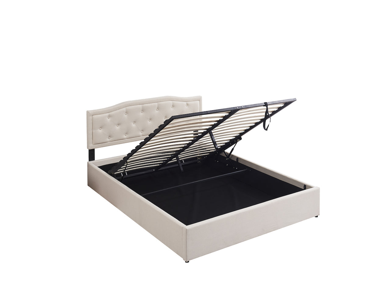 Boston beige storage bed base and headboard