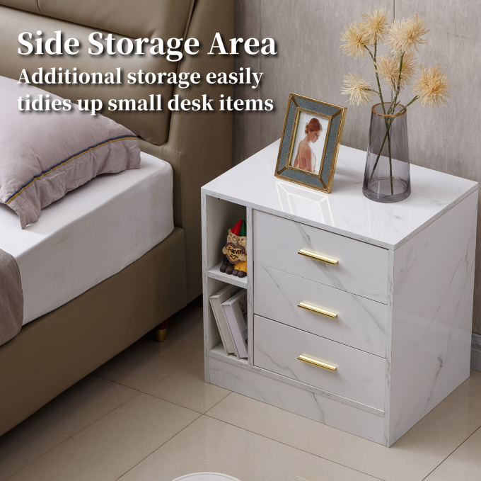 Derick three-drawer nightstand additional storage