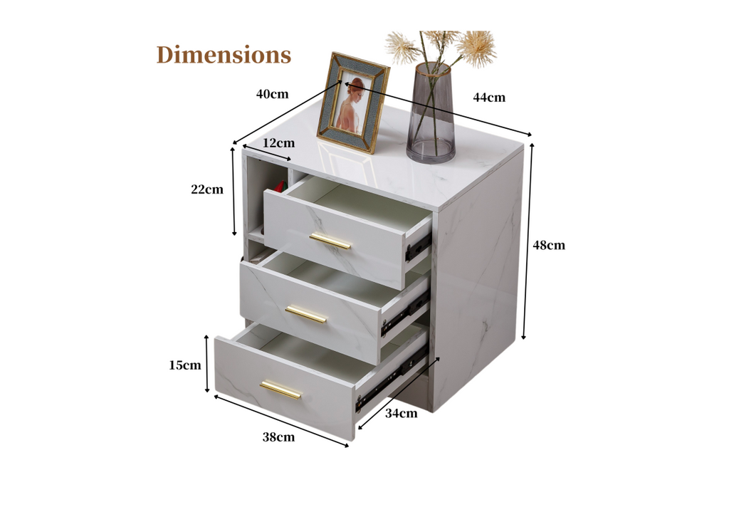 Derick marble nightstand side view