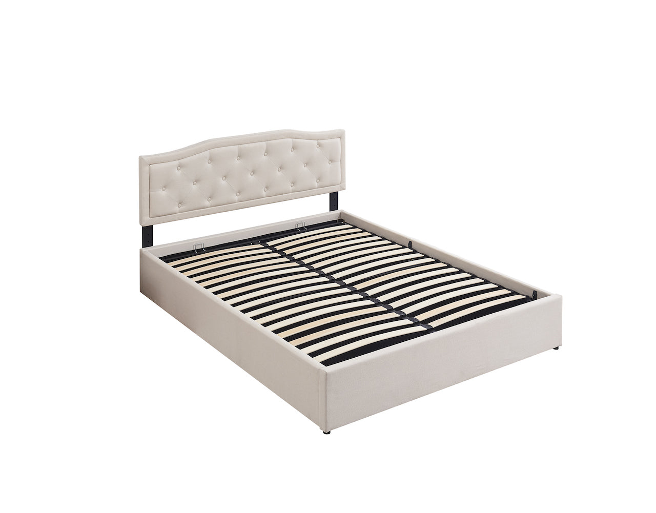 Boston beige storage bed open storage view