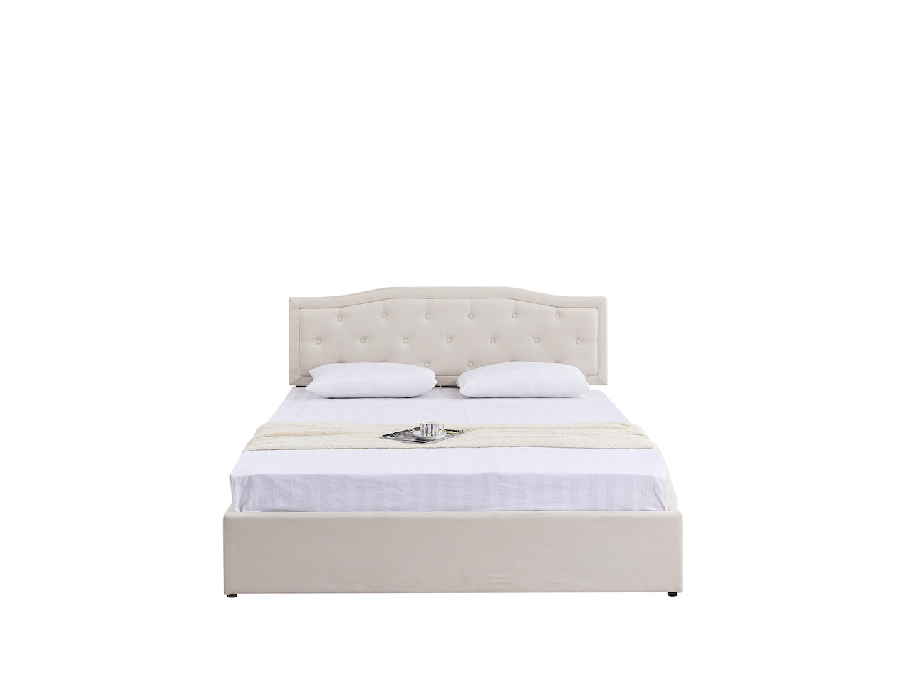 Boston upholstered headboard and storage bed detail