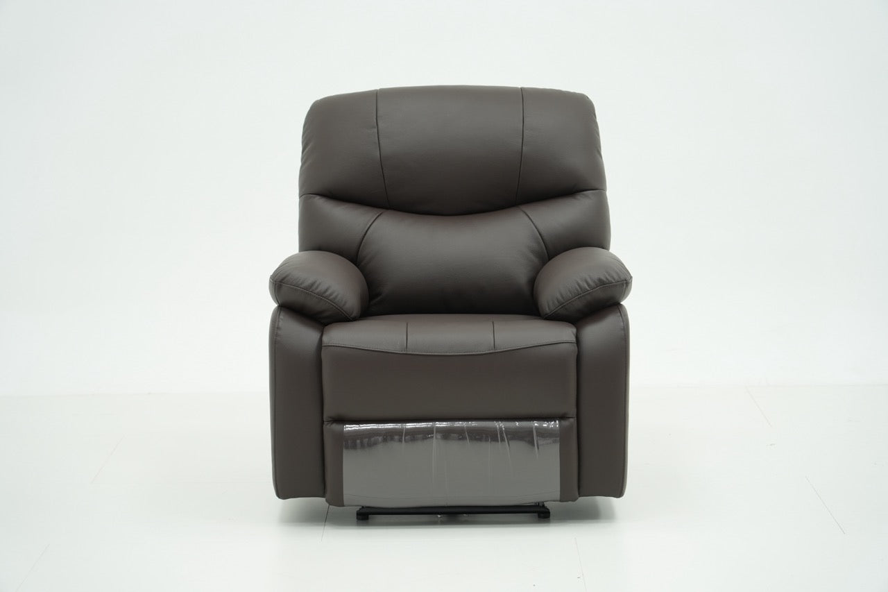 Mogan brown electric leather recliner alternate angle